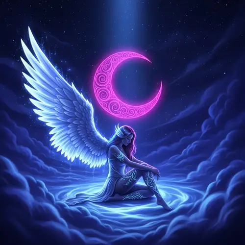 Angelic Woman with Glowing Wings in Fantasy Art