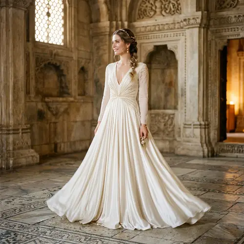 Elegant Satin Dress & Accessories for Special Occasions