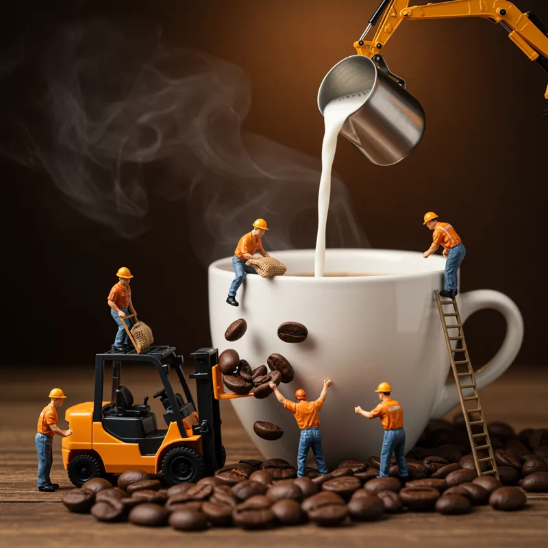 Miniature Workers Perfecting Your Coffee Experience Miniature Workers Perfecting Your Coffee Experience