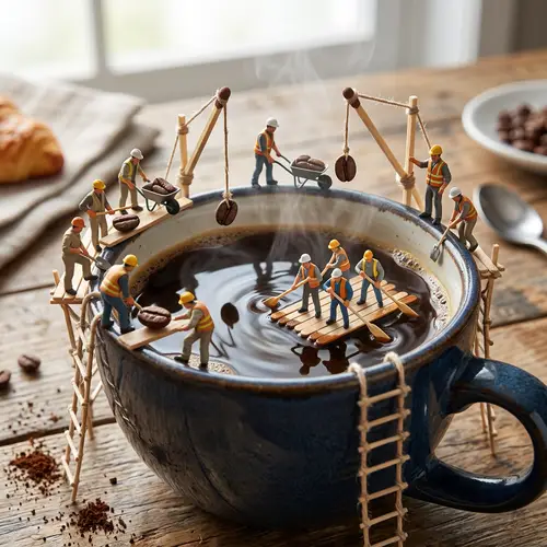 Miniature Workers Perfecting Your Coffee Experience