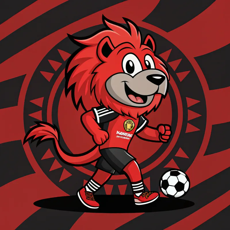 Dynamic Red and Black Soccer Team Mascot Design