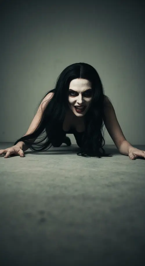 Creepy Horror Photo of Woman in Attic