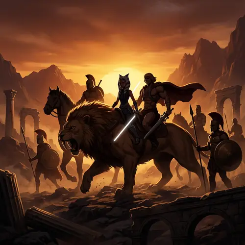 Epic Lion Riders: Greek Mythology Fan Art