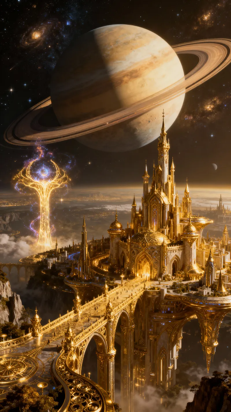 Futuristic City with Galactic Wonders - Digital Art Futuristic City with Galactic Wonders - Digital Art