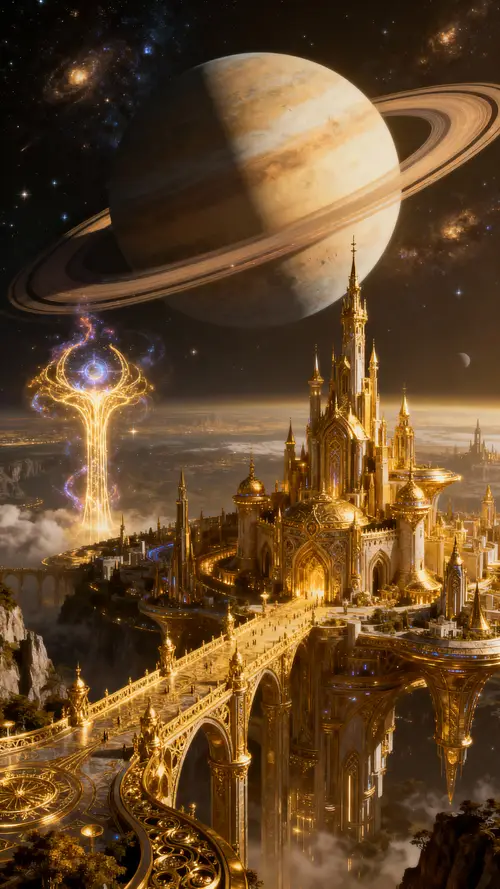 Futuristic City with Galactic Wonders - Digital Art