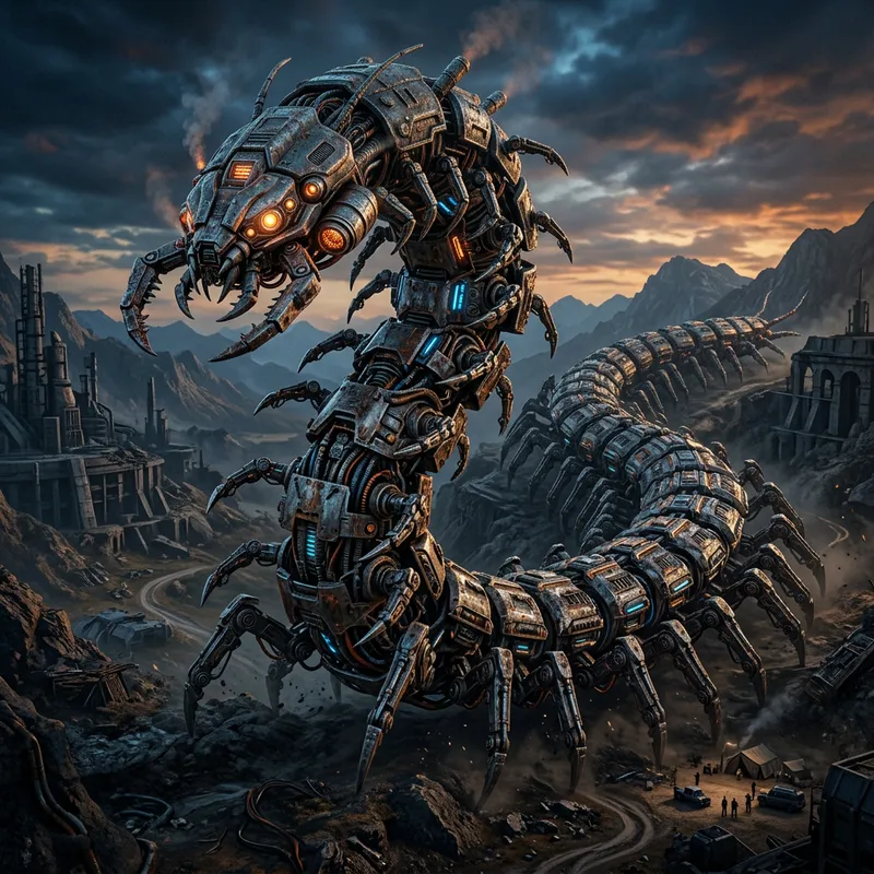 Giant Biomechanical Centipede: 3D CGI Rendering Giant Biomechanical Centipede: 3D CGI Rendering