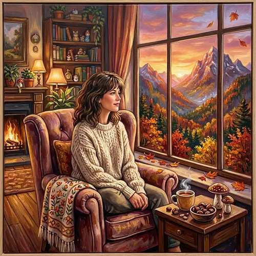 Fantasy Autumn Living Room Art with Sophie Marceau