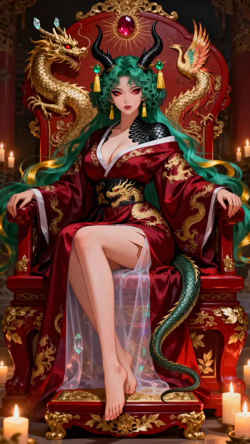 Elegant Dragon Queen in Royal Hanbok