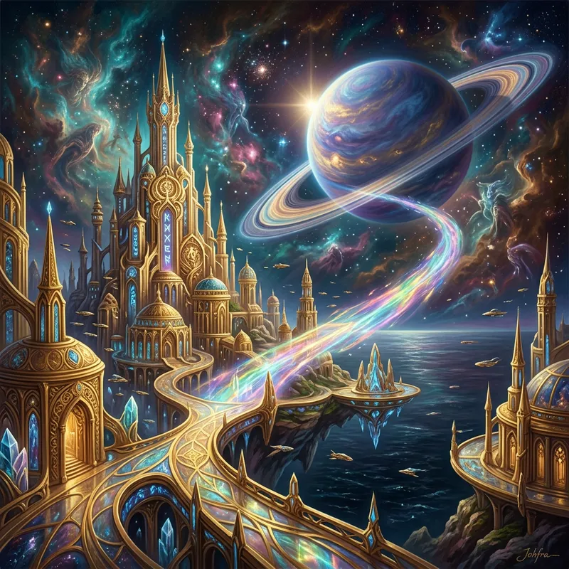 Futuristic City with Galactic Wonders - Digital Art