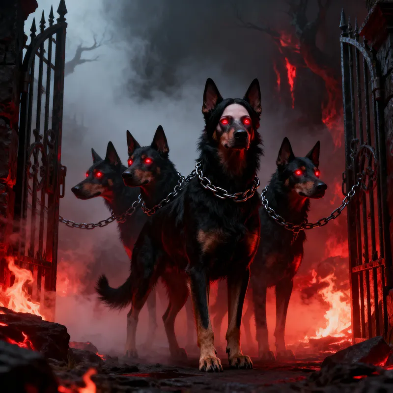 Wednesday Addams as Cerberus: Dark Mythology Art