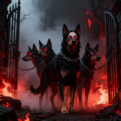 Wednesday Addams as Cerberus: Dark Mythology Art
