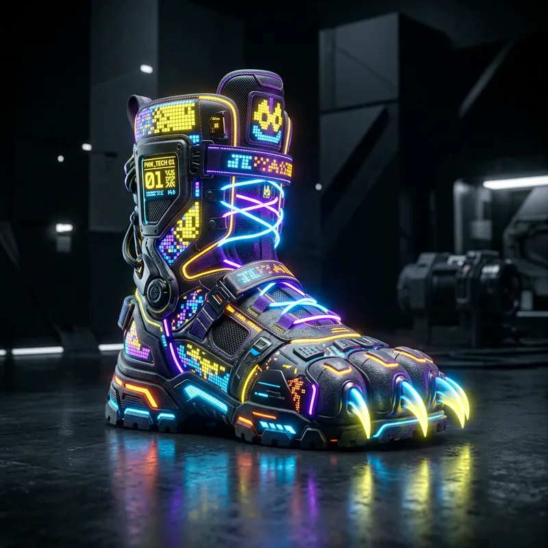 Futuristic Boot Design with Neon Glow