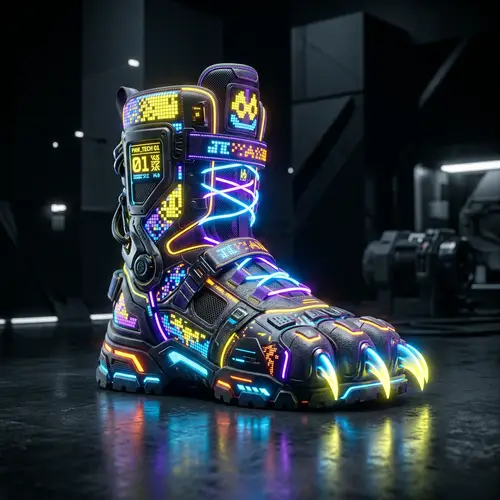 Futuristic Boot Design with Neon Glow