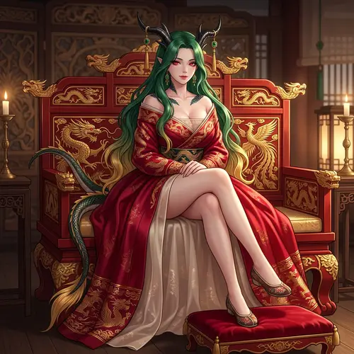 Elegant Dragon Queen in Royal Hanbok
