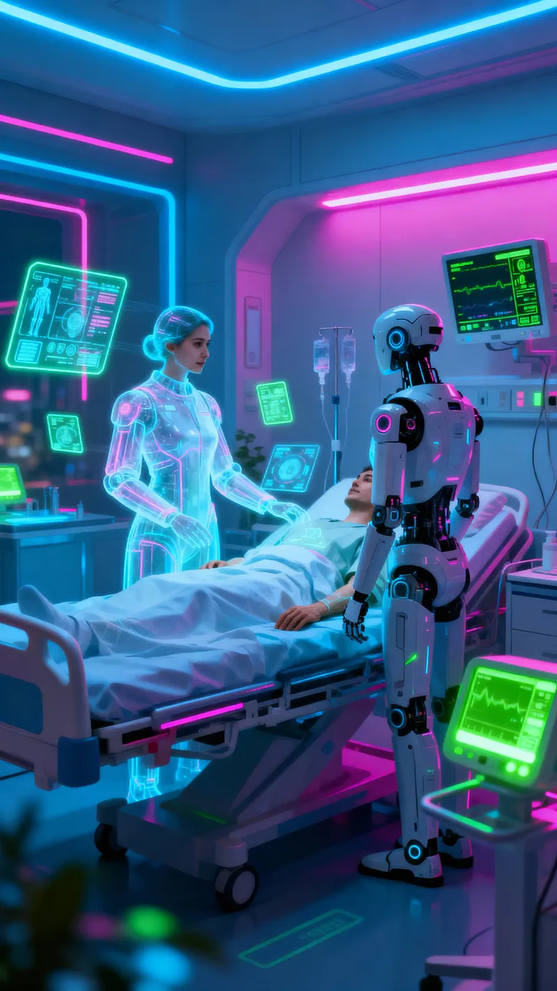 Futuristic Emergency Ward with AI Collaboration