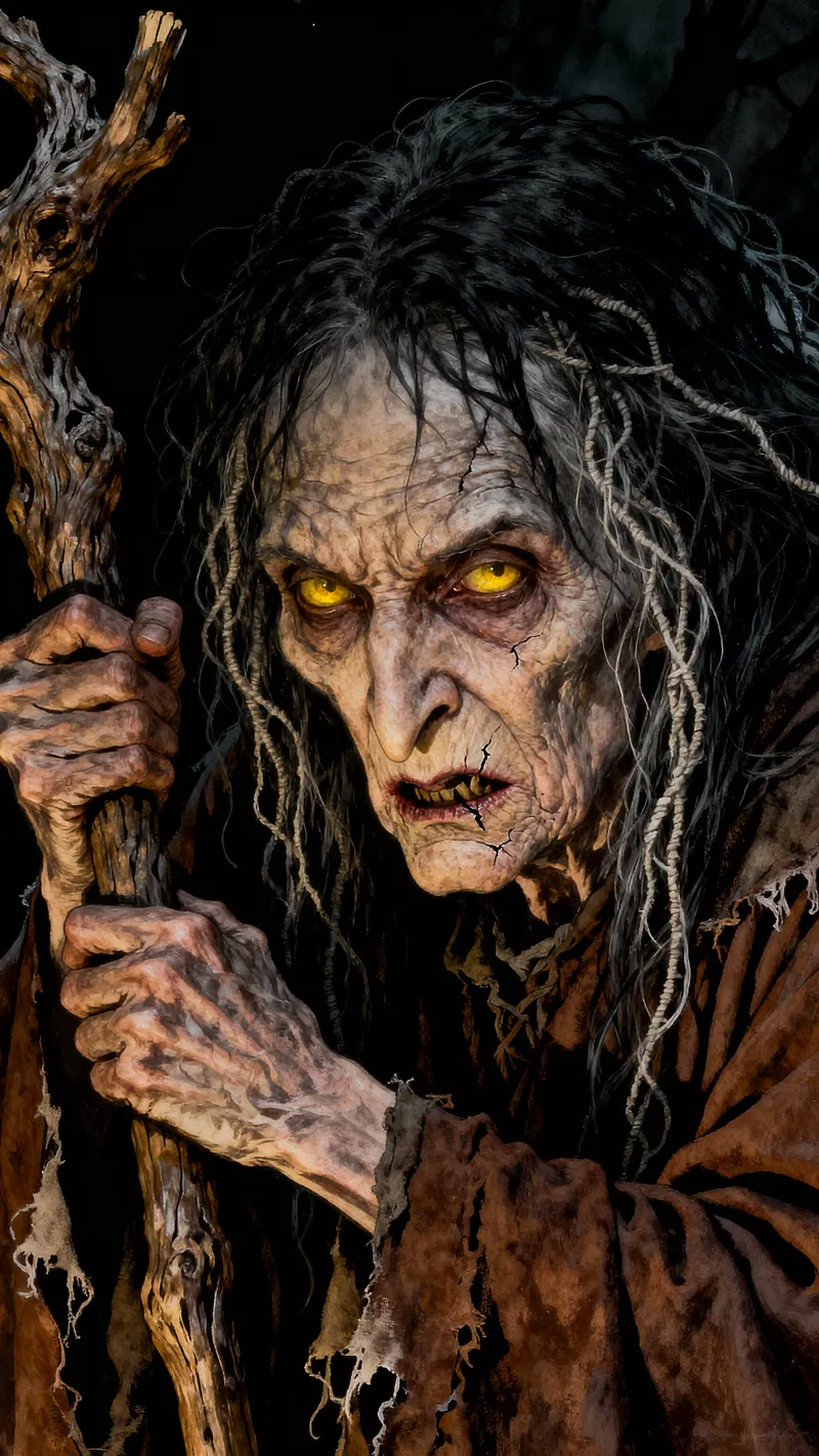 Scary Witch Close-Up Inspired by Bernie Wrightson