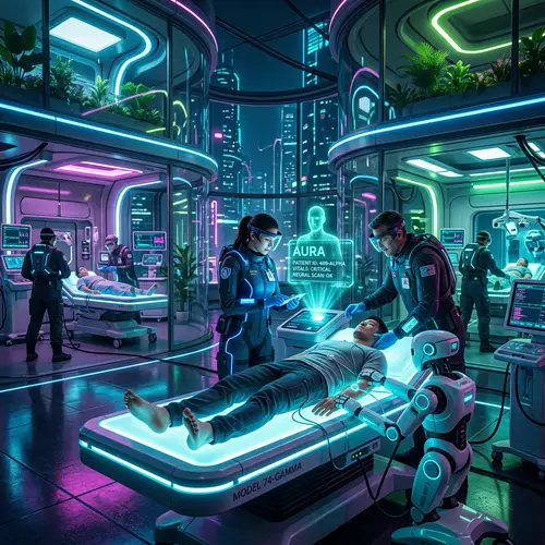 Futuristic Emergency Ward with AI Collaboration