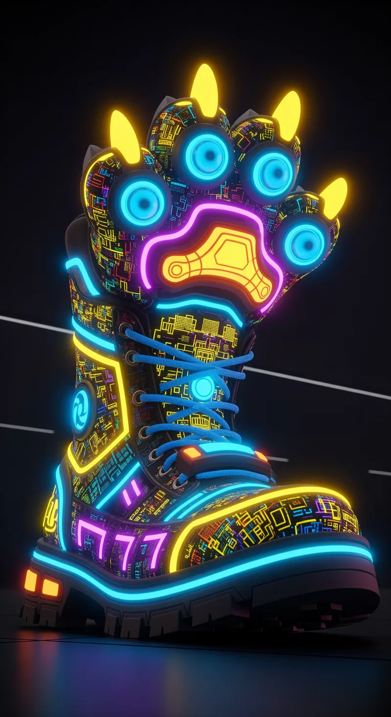 Futuristic Boot Design with Neon Glow