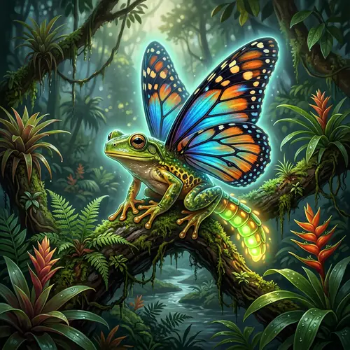 Genetically Modified Organism with Frog Body and Butterfly Wings