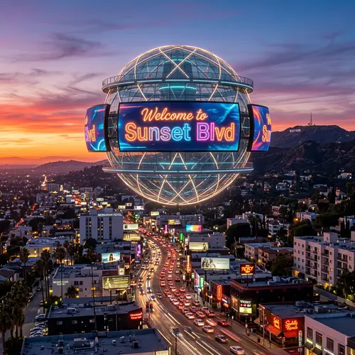 Futuristic Glass Sphere | LED Billboards | West Hollywood, CA