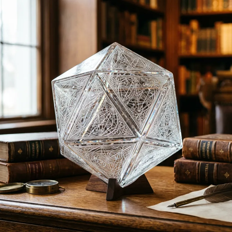Clear Glass Icosahedron Shape Design