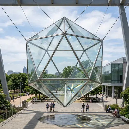 Large 50ft Glass Icosahedron - Geometric Structure