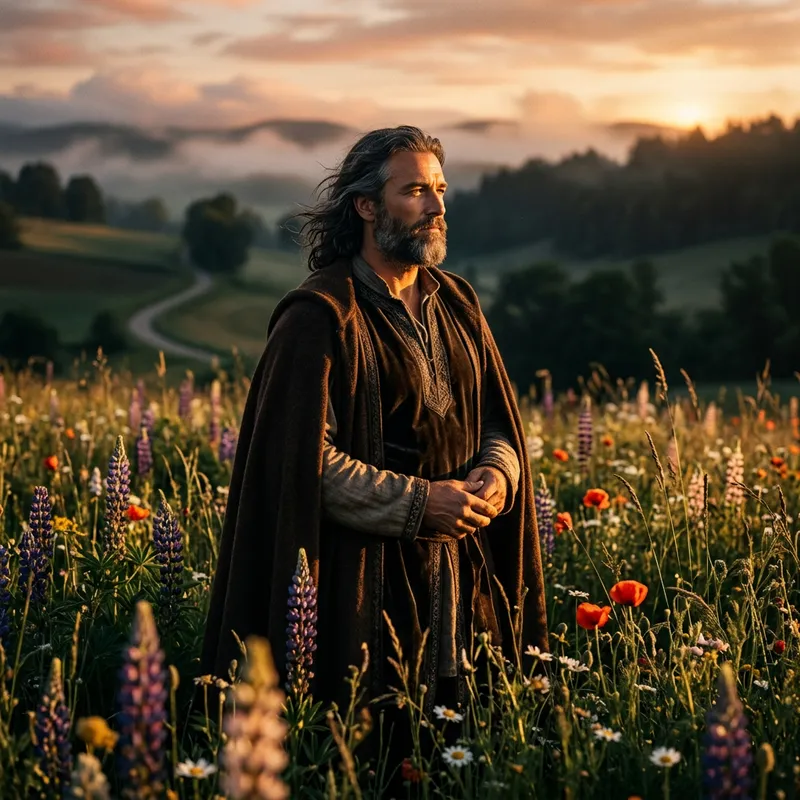Radiant Man in Field at Dawn | Sunrise Photography Radiant Man in Field at Dawn | Sunrise Photography
