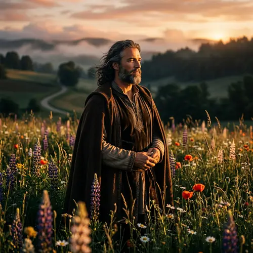 Radiant Man in Field at Dawn | Sunrise Photography