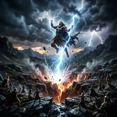 Mythical Thunder Scene with Dramatic Lighting | Unique Perspective