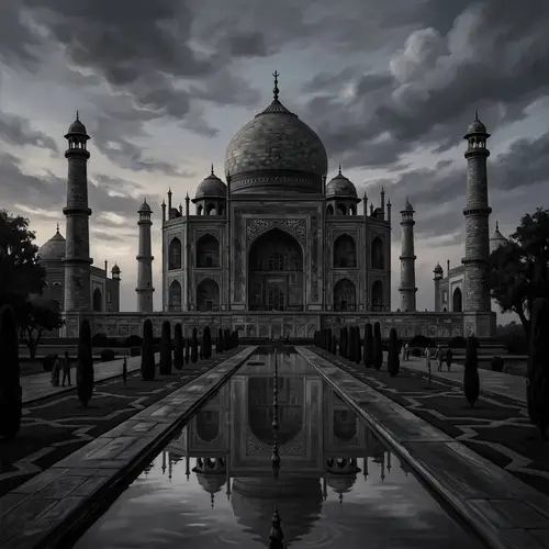 Majestic Black Stone Taj Mahal Digital Painting