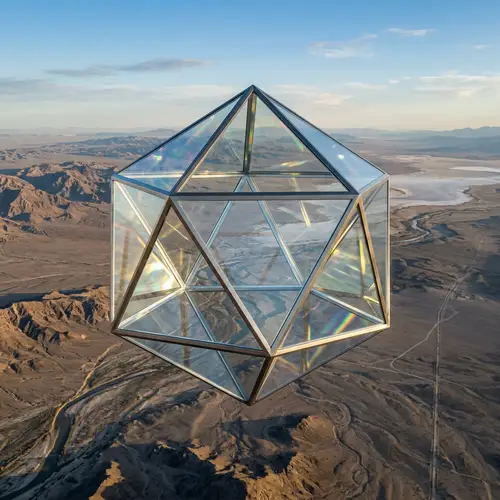 Enchanting Clear Glass Icosahedron in Air