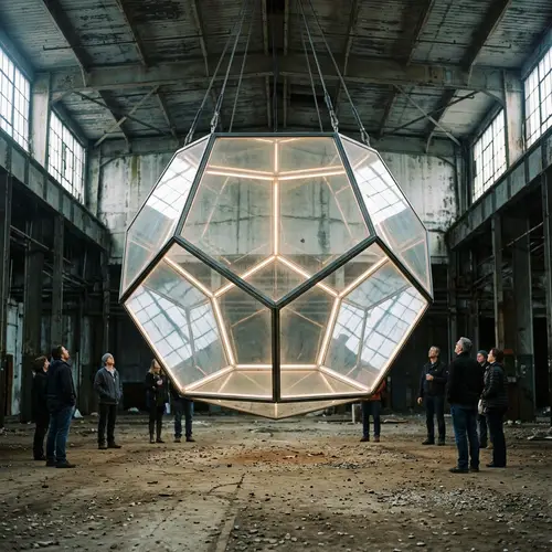Glass Dodecahedron Sculpture Hangs Magnificently