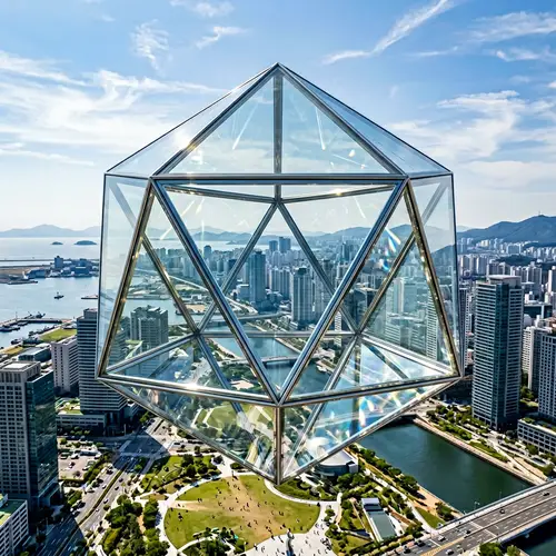 Transparent Glass Icosahedron: Minimalistic Geometric Art