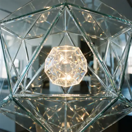Glass Icosahedron with Radiant Dodecahedron Inside