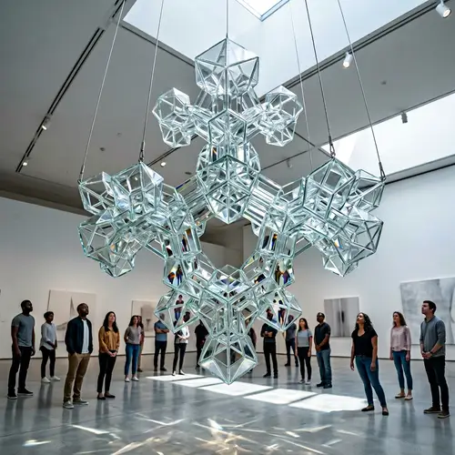 Tribonacci Glass Sculpture: Geometric Precision & Ethereal Atmosphere