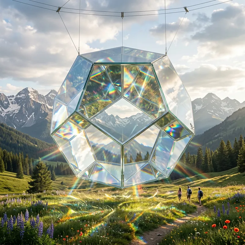 Large Clear Glass Dodecahedron Sculpture | Serene Studio Photo