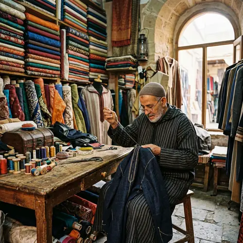 Master Tailor Crafting Meticulous Stitches | Colorful Fabric Workshop