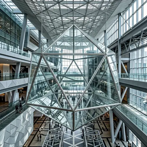 Elegant Glass Icosahedron: Geometric Artistic Style