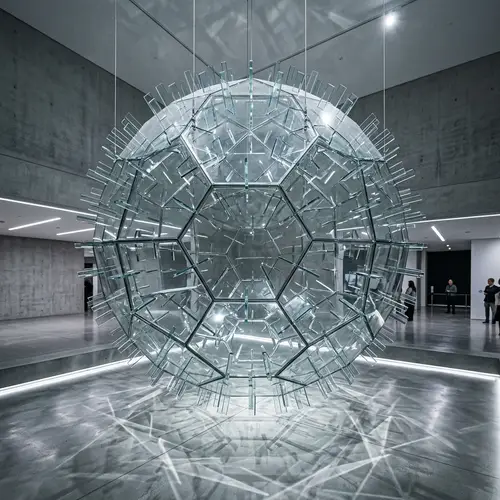Contemporary Glass Sphere Installation with Abstract Aura