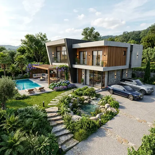 Luxurious 150 Sqm Geometric House with Pool & Greenery