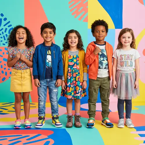 Trendy Fashion Kids | Diverse 5-Year-Olds on Bright Background