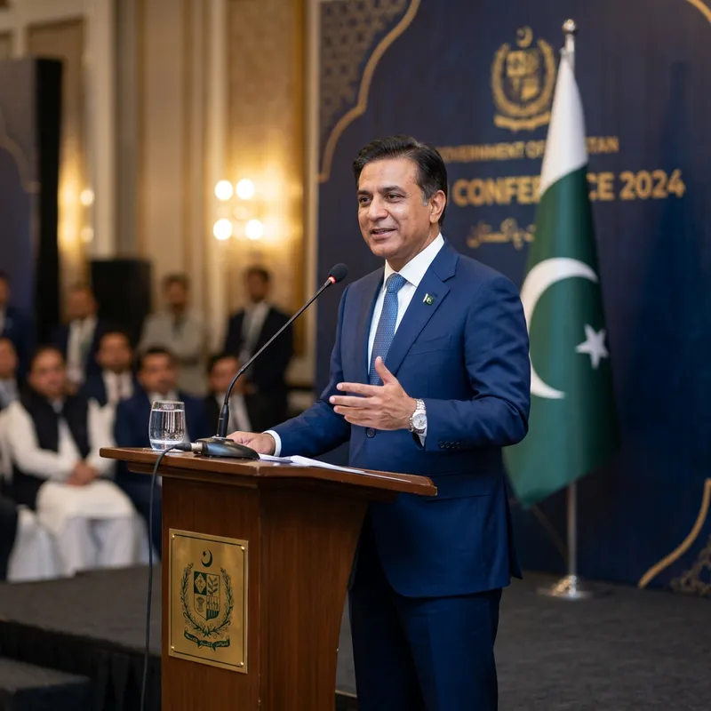 Imran Khan Speaking at Podium in Blue Suit