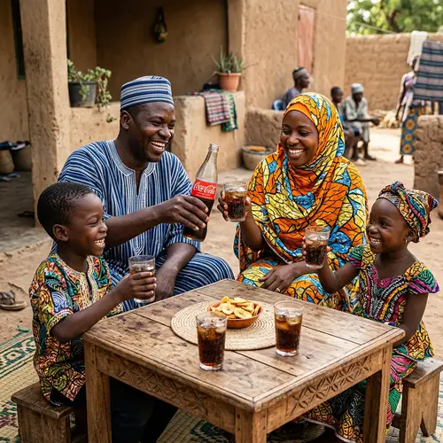 Burkinabe Muslim Family Enjoying Coca-Cola Together