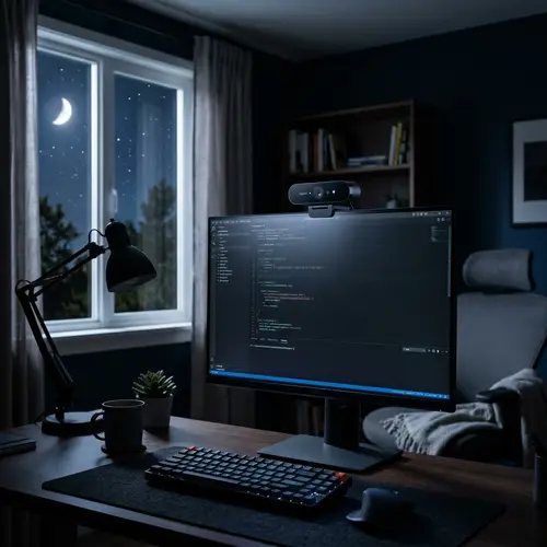 Night Setting with Computer Webcam | Serene Moonlit Scene