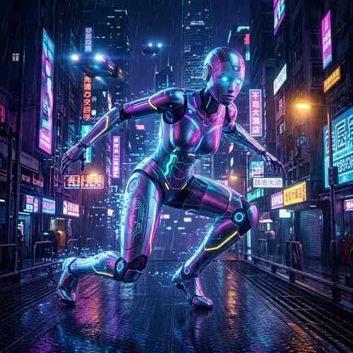 Dynamic Futuristic Android Illustrations | Cyberpunk Art Theme