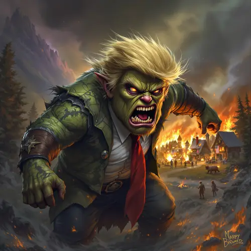 Donald Trump as an Angry Troll: Village Destruction