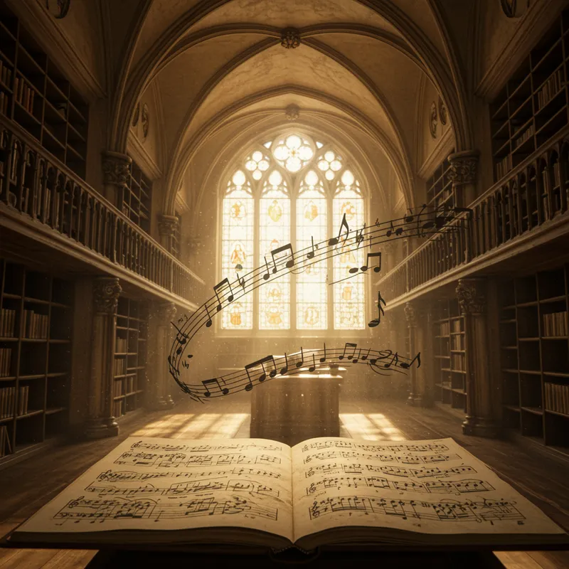 Dancing Music Notes in a Medieval Library