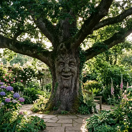 Grandfather Oak in Verdant Garden: A Wise and Ancient Tree
