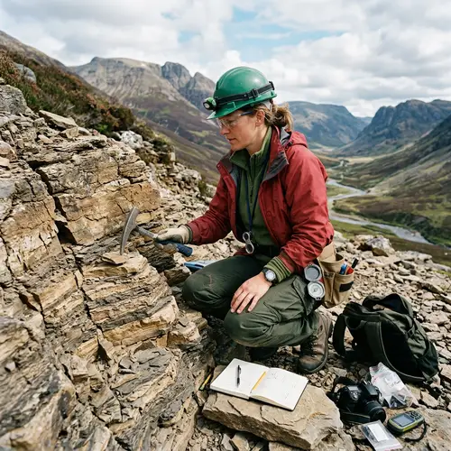 Geologist in Red and Green Clothing