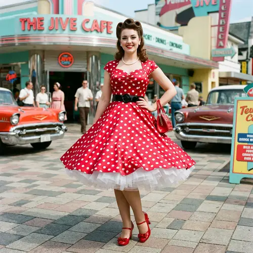 Chic 1950s Pin-Up Dress with Polka Dots